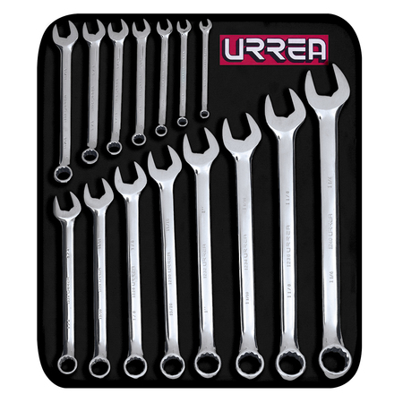 Urrea Full polished 12-pt combination wrench set 15 pc 1200F